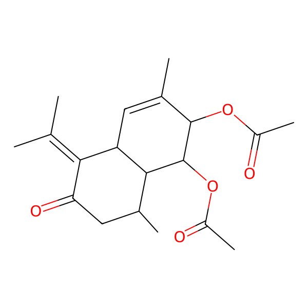 2D Structure of [(1R,2S,4aR,8S,8aR)-2-acetyloxy-3,8-dimethyl-6-oxo-5-propan-2-ylidene-1,2,4a,7,8,8a-hexahydronaphthalen-1-yl] acetate