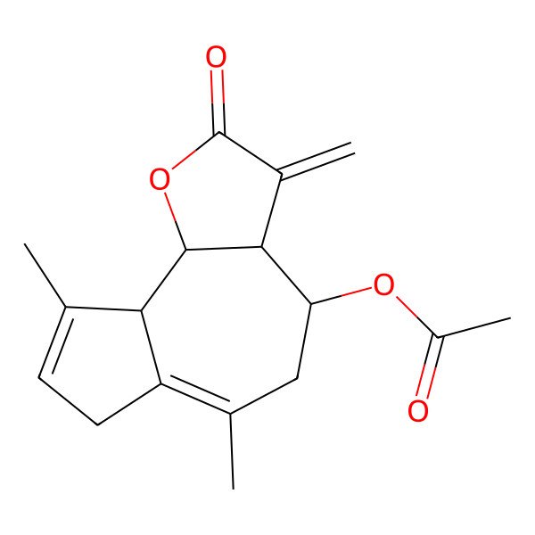 2D Structure of [(3aR,4S,9aR,9bR)-6,9-dimethyl-3-methylidene-2-oxo-3a,4,5,7,9a,9b-hexahydroazuleno[4,5-b]furan-4-yl] acetate