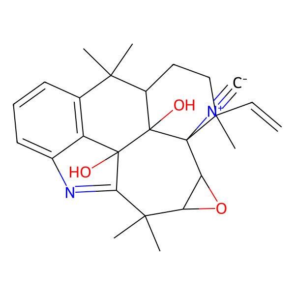 2D Structure of 4-Ethenyl-5-isocyano-4,9,9,20,20-pentamethyl-7-oxa-11-azahexacyclo[14.3.1.05,19.06,8.010,18.012,17]icosa-10,12,14,16-tetraene-18,19-diol