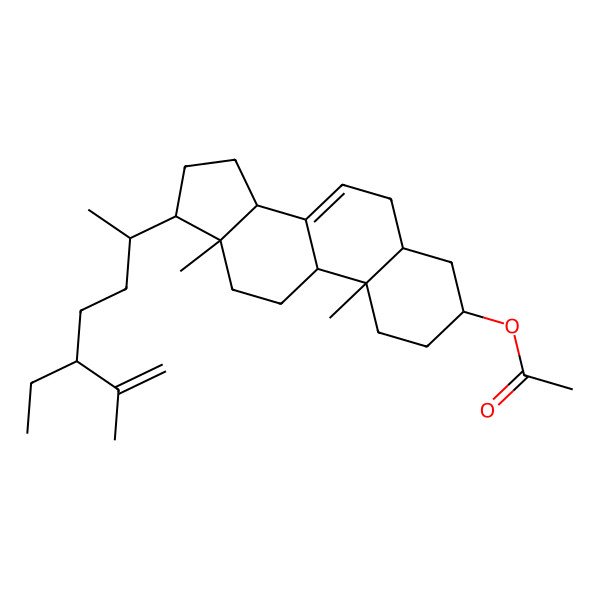 2D Structure of [(3S,5S,9R,10S,13R,14R,17R)-17-[(2R,5S)-5-ethyl-6-methylhept-6-en-2-yl]-10,13-dimethyl-2,3,4,5,6,9,11,12,14,15,16,17-dodecahydro-1H-cyclopenta[a]phenanthren-3-yl] acetate