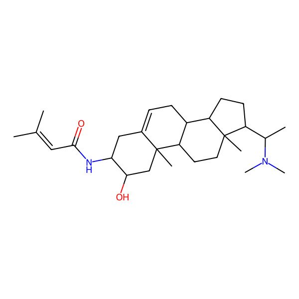 2D Structure of N-[17-[1-(dimethylamino)ethyl]-2-hydroxy-10,13-dimethyl-2,3,4,7,8,9,11,12,14,15,16,17-dodecahydro-1H-cyclopenta[a]phenanthren-3-yl]-3-methylbut-2-enamide