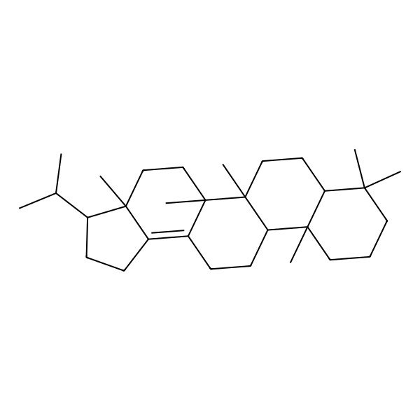 2D Structure of 3a,5a,5b,8,8,11a-Hexamethyl-3-propan-2-yl-1,2,3,4,5,6,7,7a,9,10,11,11b,12,13-tetradecahydrocyclopenta[a]chrysene