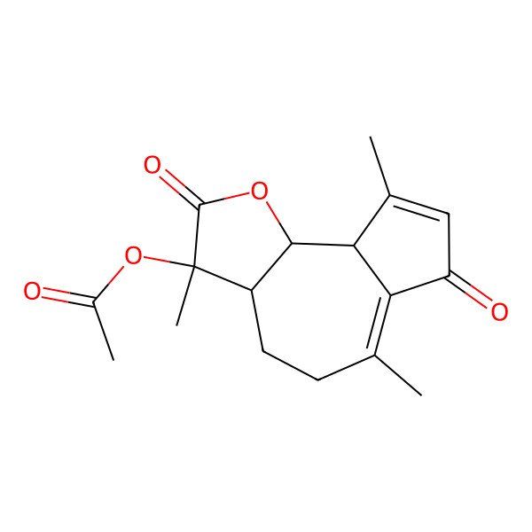 2D Structure of [(3S,3aR,9aR,9bS)-3,6,9-trimethyl-2,7-dioxo-4,5,9a,9b-tetrahydro-3aH-azuleno[4,5-b]furan-3-yl] acetate