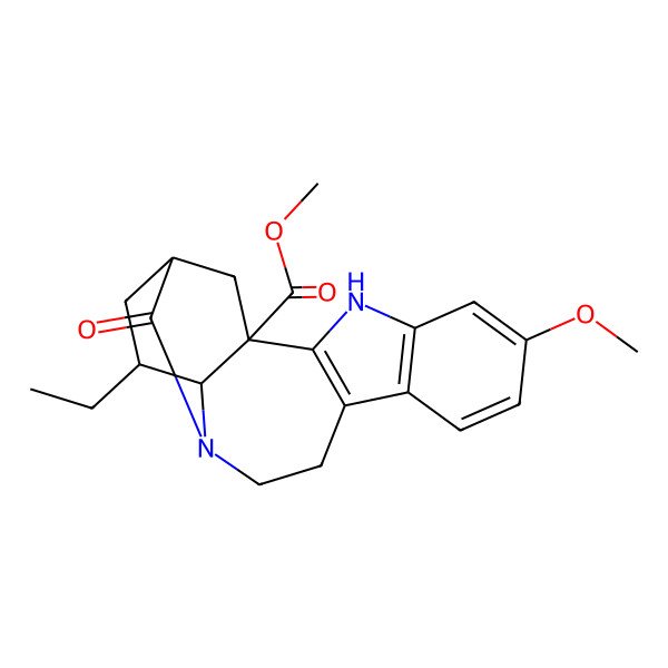 2D Structure of Methyl 17-ethyl-6-methoxy-14-oxo-3,13-diazapentacyclo[13.3.1.02,10.04,9.013,18]nonadeca-2(10),4(9),5,7-tetraene-1-carboxylate