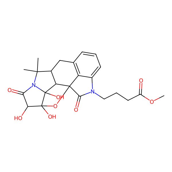 2D Structure of Methyl 4-(3,4,5-trihydroxy-8,8-dimethyl-6,17-dioxo-19-oxa-7,16-diazahexacyclo[9.6.1.11,4.02,9.03,7.015,18]nonadeca-11(18),12,14-trien-16-yl)butanoate
