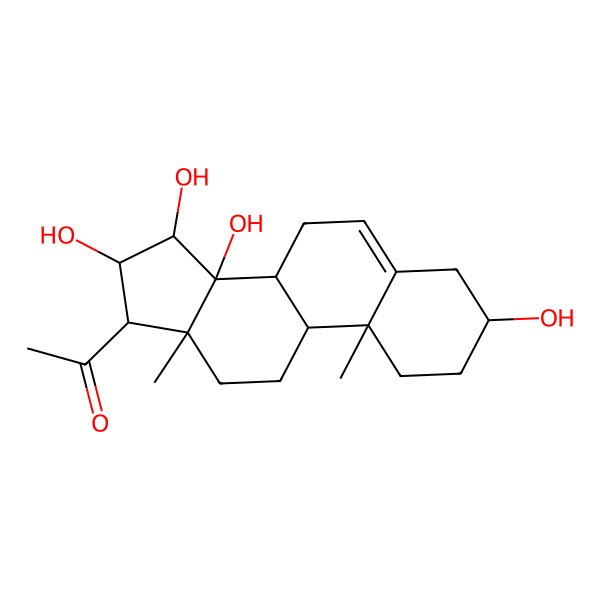 2D Structure of 1-[(3S,10R,13R,14S,15S,16S)-3,14,15,16-tetrahydroxy-10,13-dimethyl-1,2,3,4,7,8,9,11,12,15,16,17-dodecahydrocyclopenta[a]phenanthren-17-yl]ethanone