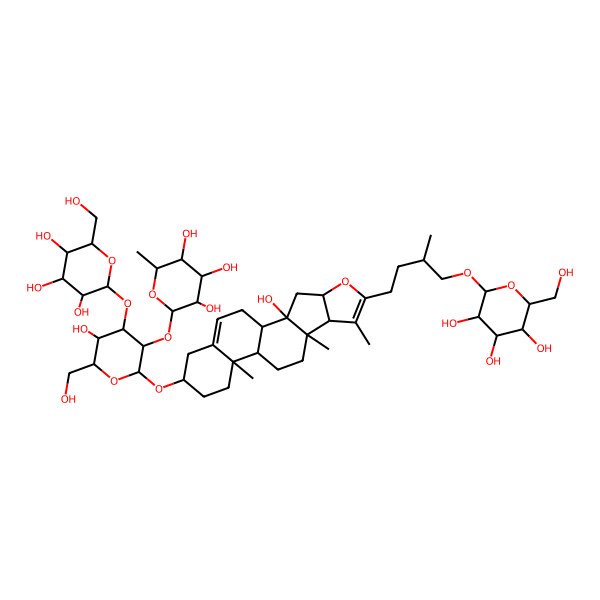 2D Structure of (2S,3R,4R,5R,6S)-2-[(2R,3R,4S,5R,6R)-5-hydroxy-6-(hydroxymethyl)-2-[[(1R,2R,4S,8R,9R,12S,13R,16S)-2-hydroxy-7,9,13-trimethyl-6-[(3R)-3-methyl-4-[(2S,3R,4S,5S,6R)-3,4,5-trihydroxy-6-(hydroxymethyl)oxan-2-yl]oxybutyl]-5-oxapentacyclo[10.8.0.02,9.04,8.013,18]icosa-6,18-dien-16-yl]oxy]-4-[(2S,3R,4S,5S,6R)-3,4,5-trihydroxy-6-(hydroxymethyl)oxan-2-yl]oxyoxan-3-yl]oxy-6-methyloxane-3,4,5-triol