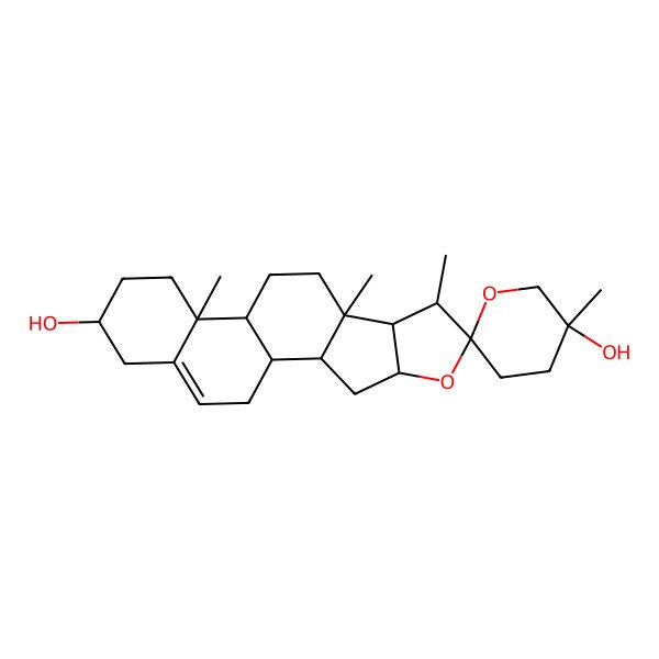 2D Structure of 3',7,9,13-Tetramethylspiro[5-oxapentacyclo[10.8.0.02,9.04,8.013,18]icos-18-ene-6,6'-oxane]-3',16-diol
