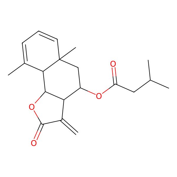 2D Structure of [(3aR,4S,5aR,9aS,9bR)-5a,9-dimethyl-3-methylidene-2-oxo-4,5,9a,9b-tetrahydro-3aH-benzo[g][1]benzofuran-4-yl] 3-methylbutanoate