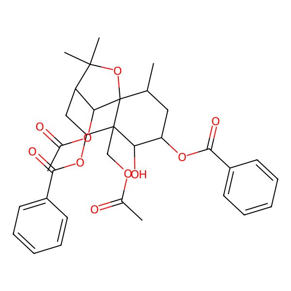 2D Structure of [12-Acetyloxy-6-(acetyloxymethyl)-7-benzoyloxy-5-hydroxy-2,10,10-trimethyl-11-oxatricyclo[7.2.1.01,6]dodecan-4-yl] benzoate