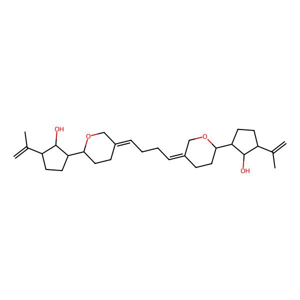 2D Structure of (1S,2S,5S)-2-[(2R,5Z)-5-[(4Z)-4-[(6R)-6-[(1S,2S,3S)-2-hydroxy-3-prop-1-en-2-ylcyclopentyl]oxan-3-ylidene]butylidene]oxan-2-yl]-5-prop-1-en-2-ylcyclopentan-1-ol