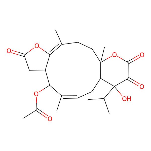 2D Structure of [(1S,4E,9R,10R,11Z,14R,15S)-15-hydroxy-1,4,11-trimethyl-7,16,17-trioxo-15-propan-2-yl-6,18-dioxatricyclo[12.4.0.05,9]octadeca-4,11-dien-10-yl] acetate