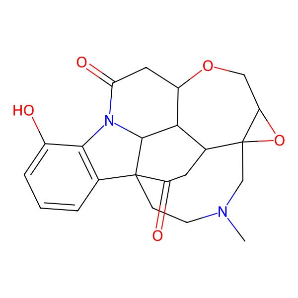 2D Structure of (1S,6R,8R,11R,23R,24R,25S)-16-hydroxy-4-methyl-7,10-dioxa-4,14-diazaheptacyclo[12.6.5.01,25.06,8.06,23.011,24.015,20]pentacosa-15(20),16,18-triene-13,21-dione
