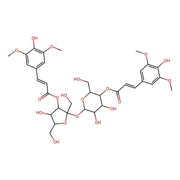2D Structure of [4,5-Dihydroxy-6-[4-hydroxy-3-[3-(4-hydroxy-3,5-dimethoxyphenyl)prop-2-enoyloxy]-2,5-bis(hydroxymethyl)oxolan-2-yl]oxy-2-(hydroxymethyl)oxan-3-yl] 3-(4-hydroxy-3,5-dimethoxyphenyl)prop-2-enoate