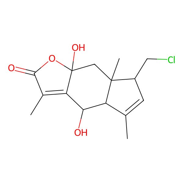 2D Structure of (4R,4aR,7R,7aS,8aS)-7-(chloromethyl)-4,8a-dihydroxy-3,5,7a-trimethyl-4,4a,7,8-tetrahydrocyclopenta[f][1]benzofuran-2-one
