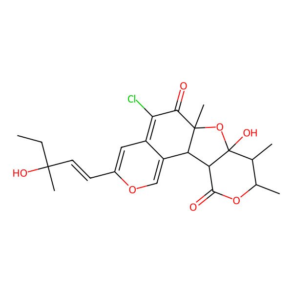 2D Structure of 8-Chloro-12-hydroxy-5-(3-hydroxy-3-methylpent-1-enyl)-10,13,14-trimethyl-4,11,15-trioxatetracyclo[8.7.0.02,7.012,17]heptadeca-2,5,7-triene-9,16-dione