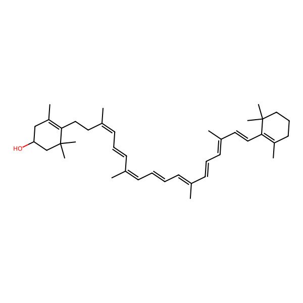 2D Structure of (1R)-3,5,5-trimethyl-4-[(3E,5E,7E,9E,11E,13E,15E,17E)-3,7,12,16-tetramethyl-18-(2,6,6-trimethylcyclohexen-1-yl)octadeca-3,5,7,9,11,13,15,17-octaenyl]cyclohex-3-en-1-ol