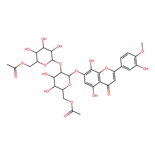 2D Structure of [6-[6-(Acetyloxymethyl)-2-[5,8-dihydroxy-2-(3-hydroxy-4-methoxyphenyl)-4-oxochromen-7-yl]oxy-4,5-dihydroxyoxan-3-yl]oxy-3,4,5-trihydroxyoxan-2-yl]methyl acetate