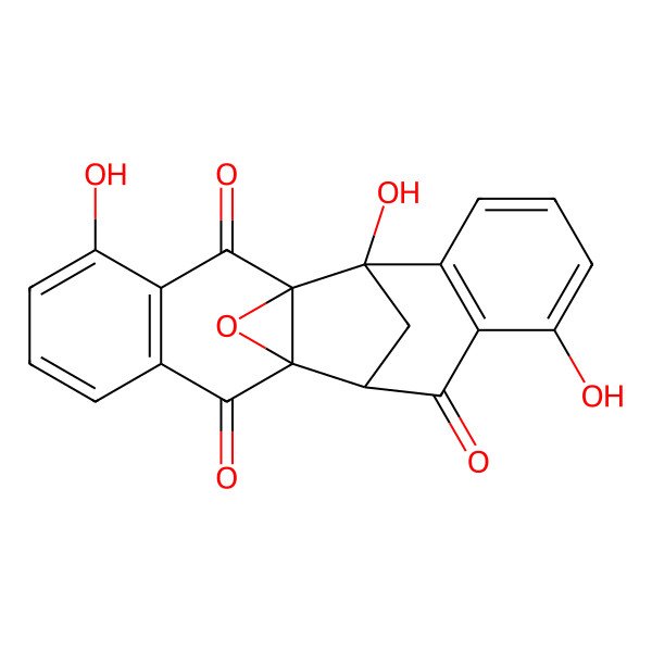 2D Structure of (1R,2S,10R,11S)-2,7,17-trihydroxy-20-oxahexacyclo[9.8.1.12,10.01,11.03,8.013,18]henicosa-3(8),4,6,13(18),14,16-hexaene-9,12,19-trione