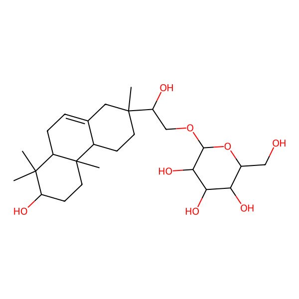 2D Structure of 2-[2-hydroxy-2-(7-hydroxy-2,4b,8,8-tetramethyl-3,4,4a,5,6,7,8a,9-octahydro-1H-phenanthren-2-yl)ethoxy]-6-(hydroxymethyl)oxane-3,4,5-triol