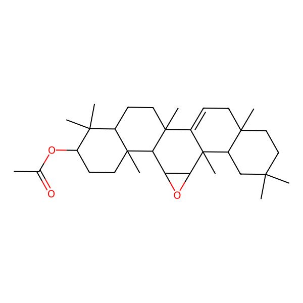 2D Structure of (1,6,10,10,14,18,21,21-Octamethyl-3-oxahexacyclo[13.8.0.02,4.05,14.06,11.018,23]tricos-15-en-9-yl) acetate