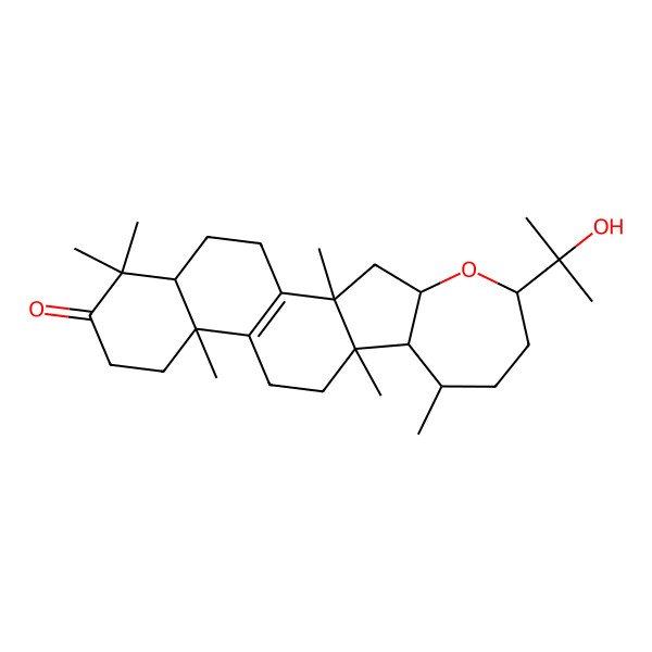 2D Structure of 6-(2-Hydroxypropan-2-yl)-2,9,11,15,19,19-hexamethyl-5-oxapentacyclo[12.8.0.02,11.04,10.015,20]docos-1(14)-en-18-one