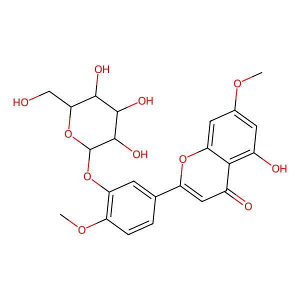 2D Structure of 5-Hydroxy-7-methoxy-2-[4-methoxy-3-[3,4,5-trihydroxy-6-(hydroxymethyl)oxan-2-yl]oxyphenyl]chromen-4-one