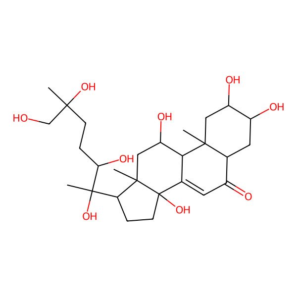 2D Structure of 2,3,11,14-tetrahydroxy-10,13-dimethyl-17-(2,3,6,7-tetrahydroxy-6-methylheptan-2-yl)-2,3,4,5,9,11,12,15,16,17-decahydro-1H-cyclopenta[a]phenanthren-6-one