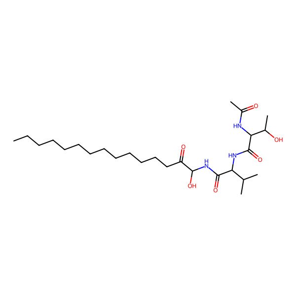 2D Structure of (2S)-2-[[(2S,3R)-2-acetamido-3-hydroxybutanoyl]amino]-N-[(1S)-1-hydroxy-2-oxopentadecyl]-3-methylbutanamide