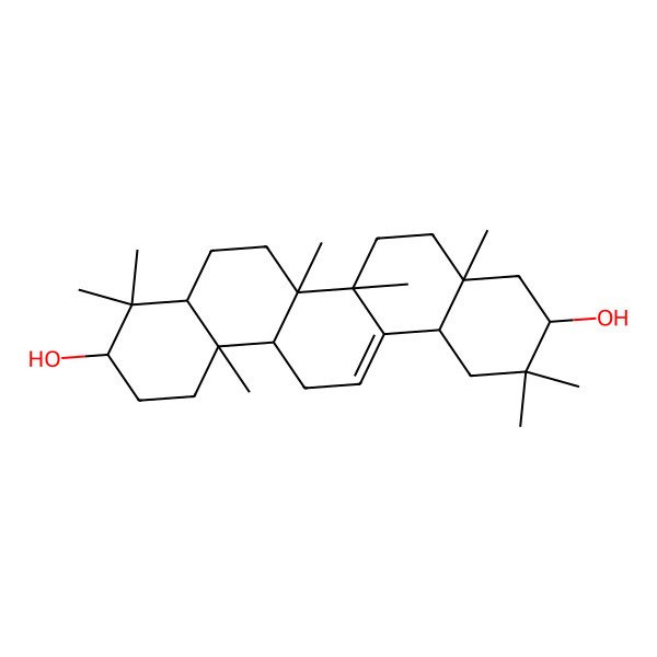2D Structure of (3R,4aR,6aR,6bS,8aS,10S,12aR,14aR,14bR)-4,4,6a,6b,8a,11,11,14b-octamethyl-1,2,3,4a,5,6,7,8,9,10,12,12a,14,14a-tetradecahydropicene-3,10-diol