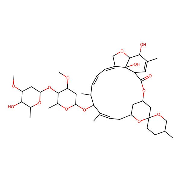 2D Structure of (5'S,10Z,12S,14Z,16Z,21R,24S)-21,24-dihydroxy-12-[(4S,5S,6S)-5-[(2S,4S,5S,6S)-5-hydroxy-4-methoxy-6-methyloxan-2-yl]oxy-4-methoxy-6-methyloxan-2-yl]oxy-5',11,13,22-tetramethylspiro[3,7,19-trioxatetracyclo[15.6.1.14,8.020,24]pentacosa-10,14,16,22-tetraene-6,2'-oxane]-2-one