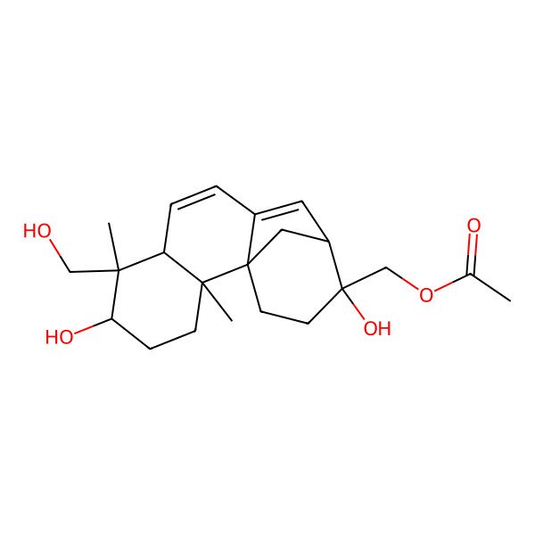 2D Structure of [5,13-Dihydroxy-6-(hydroxymethyl)-2,6-dimethyl-13-tetracyclo[10.3.1.01,10.02,7]hexadeca-8,10-dienyl]methyl acetate