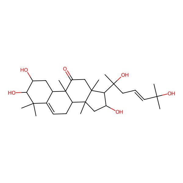 2D Structure of (2S,3R,8S,9R,10R,13R,14S,16R,17R)-17-[(E,2S)-2,6-dihydroxy-6-methylhept-4-en-2-yl]-2,3,16-trihydroxy-4,4,9,13,14-pentamethyl-1,2,3,7,8,10,12,15,16,17-decahydrocyclopenta[a]phenanthren-11-one
