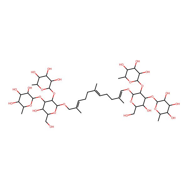 2D Structure of (2R,3S,4R,5R,6S)-2-[(2S,3S,4R,5S,6S)-5-hydroxy-2-[(2Z,6E,10E)-11-[(2S,3S,4R,5S,6S)-5-hydroxy-6-(hydroxymethyl)-3,4-bis[[(2R,3S,4R,5R,6S)-3,4,5-trihydroxy-6-methyloxan-2-yl]oxy]oxan-2-yl]oxy-2,6,10-trimethylundeca-2,6,10-trienoxy]-6-(hydroxymethyl)-3-[(2R,3S,4R,5R,6S)-3,4,5-trihydroxy-6-methyloxan-2-yl]oxyoxan-4-yl]oxy-6-methyloxane-3,4,5-triol