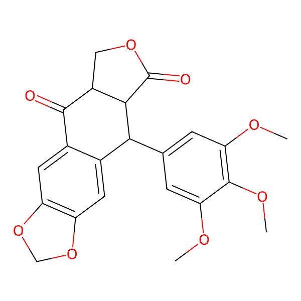 2D Structure of (5aS,8aS,9S)-9-(3,4,5-trimethoxyphenyl)-5a,6,8a,9-tetrahydro-[2]benzofuro[5,6-f][1,3]benzodioxole-5,8-dione