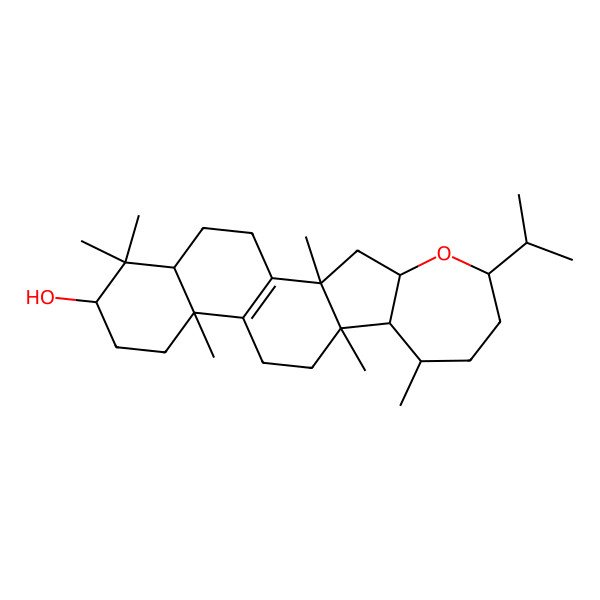 2D Structure of (2R,4S,6R,9R,10R,11R,15S,18R)-2,9,11,15,19,19-hexamethyl-6-propan-2-yl-5-oxapentacyclo[12.8.0.02,11.04,10.015,20]docos-1(14)-en-18-ol