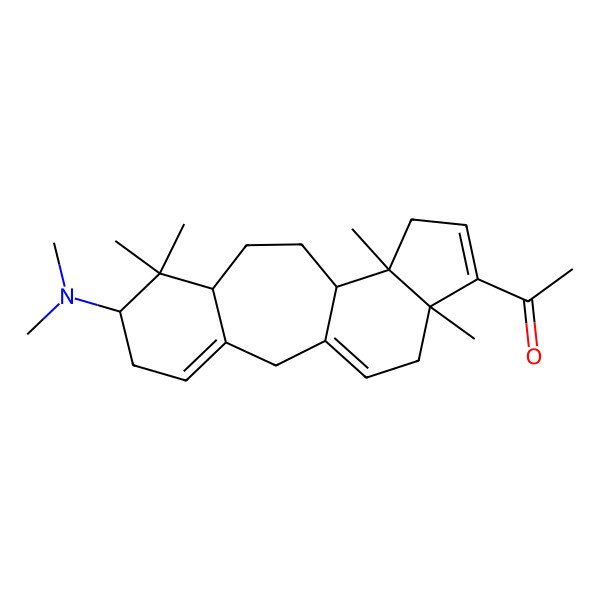 2D Structure of 1-[6-(Dimethylamino)-7,7,12,16-tetramethyl-15-tetracyclo[9.7.0.03,8.012,16]octadeca-1(18),3,14-trienyl]ethanone