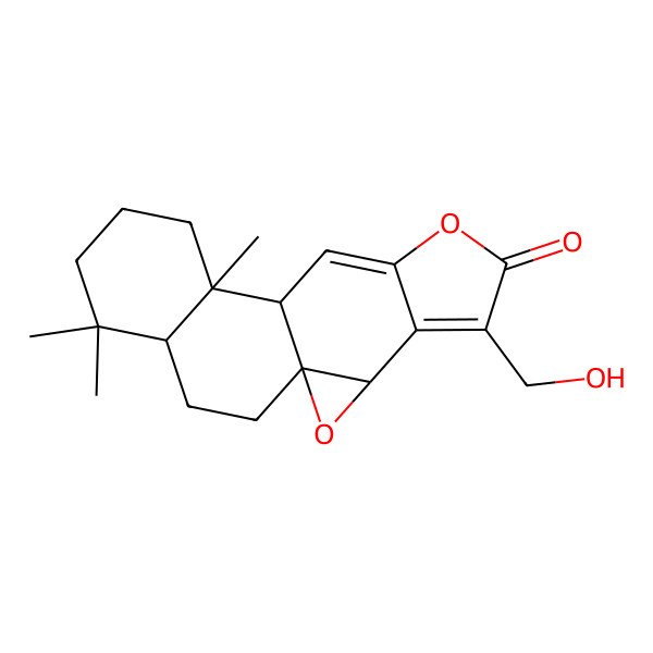 2D Structure of 5-(Hydroxymethyl)-11,15,15-trimethyl-2,7-dioxapentacyclo[8.8.0.01,3.04,8.011,16]octadeca-4,8-dien-6-one