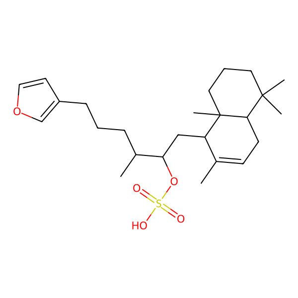 2D Structure of [1-(2,5,5,8a-Tetramethyl-1,4,4a,6,7,8-hexahydronaphthalen-1-yl)-6-(furan-3-yl)-3-methylhexan-2-yl] hydrogen sulfate