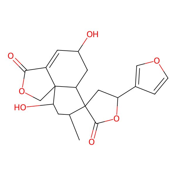 2D Structure of 5'-(furan-3-yl)-5,10-dihydroxy-8-methylspiro[5,6,6a,8,9,10-hexahydro-1H-benzo[d][2]benzofuran-7,3'-oxolane]-2',3-dione