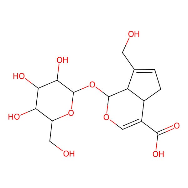 2D Structure of (1R,4aR,7aR)-7-(hydroxymethyl)-1-[(2S,3R,4S,5S,6R)-3,4,5-trihydroxy-6-(hydroxymethyl)oxan-2-yl]oxy-1,4a,5,7a-tetrahydrocyclopenta[c]pyran-4-carboxylic acid