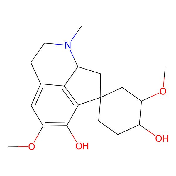 2D Structure of 2',10-Dimethoxy-5-methylspiro[5-azatricyclo[6.3.1.04,12]dodeca-1(12),8,10-triene-2,4'-cyclohexane]-1',11-diol