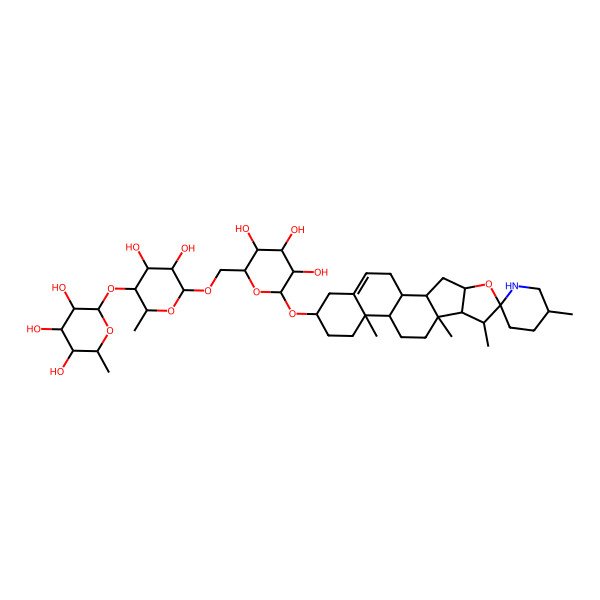 2D Structure of 2-[4,5-Dihydroxy-2-methyl-6-[[3,4,5-trihydroxy-6-(5',7,9,13-tetramethylspiro[5-oxapentacyclo[10.8.0.02,9.04,8.013,18]icos-18-ene-6,2'-piperidine]-16-yl)oxyoxan-2-yl]methoxy]oxan-3-yl]oxy-6-methyloxane-3,4,5-triol