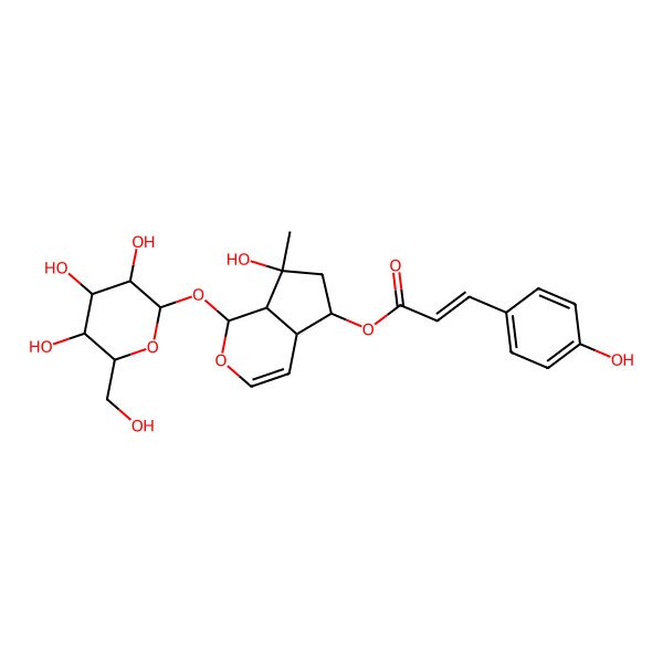 2D Structure of [(1S,4aR,5R,7S,7aS)-7-hydroxy-7-methyl-1-[(2S,3R,4S,5S,6R)-3,4,5-trihydroxy-6-(hydroxymethyl)oxan-2-yl]oxy-4a,5,6,7a-tetrahydro-1H-cyclopenta[c]pyran-5-yl] (E)-3-(4-hydroxyphenyl)prop-2-enoate