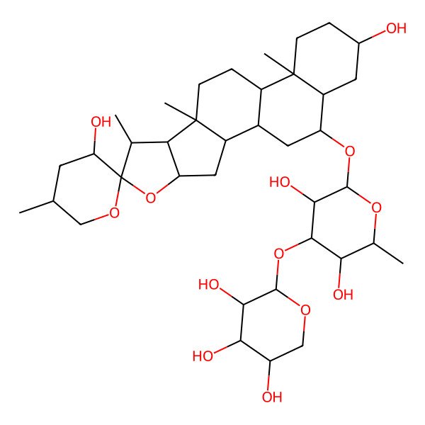 2D Structure of (3beta,5alpha,6alpha,23R,25S)-3,23-Dihydroxyspirostan-6-yl 6-deoxy-3-O-beta-D-xylopyranosyl-beta-D-glucopyranoside