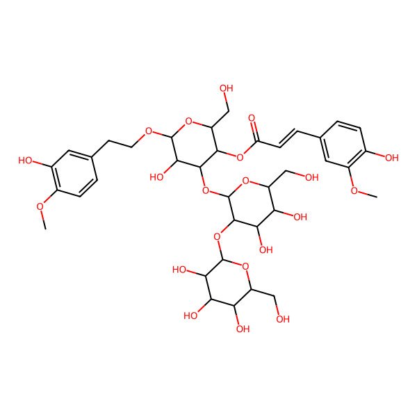 2D Structure of [4-[4,5-Dihydroxy-6-(hydroxymethyl)-3-[3,4,5-trihydroxy-6-(hydroxymethyl)oxan-2-yl]oxyoxan-2-yl]oxy-5-hydroxy-6-[2-(3-hydroxy-4-methoxyphenyl)ethoxy]-2-(hydroxymethyl)oxan-3-yl] 3-(4-hydroxy-3-methoxyphenyl)prop-2-enoate