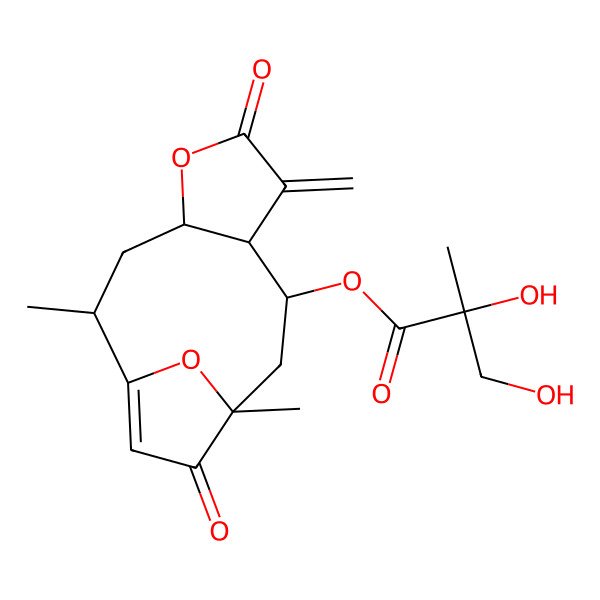 2D Structure of [(2S,4R,8S,9S,11R)-2,11-dimethyl-7-methylidene-6,12-dioxo-5,14-dioxatricyclo[9.2.1.04,8]tetradec-1(13)-en-9-yl] 2,3-dihydroxy-2-methylpropanoate