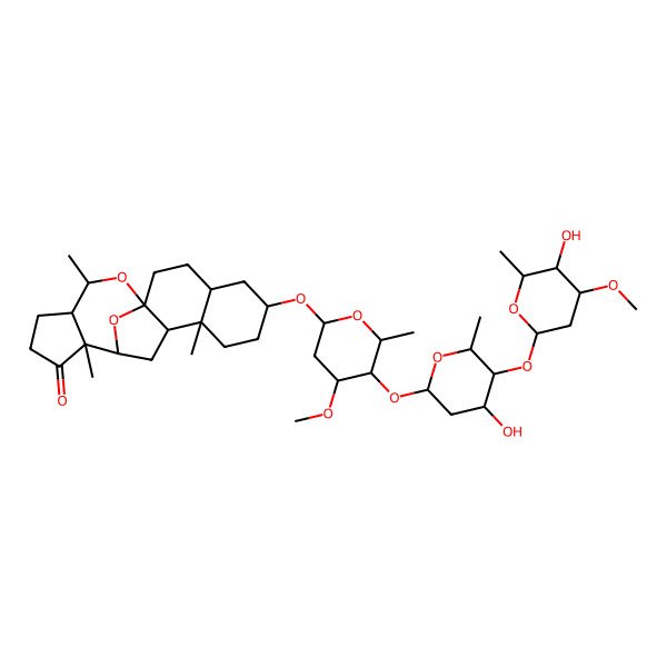2D Structure of (1S,4S,6S,9S,10R,12R,13S,17R,18S)-6-[(2R,4R,5R,6R)-5-[(2S,4S,5S,6R)-4-hydroxy-5-[(2S,4R,5R,6R)-5-hydroxy-4-methoxy-6-methyloxan-2-yl]oxy-6-methyloxan-2-yl]oxy-4-methoxy-6-methyloxan-2-yl]oxy-9,13,18-trimethyl-19,20-dioxapentacyclo[10.7.1.01,10.04,9.013,17]icosan-14-one
