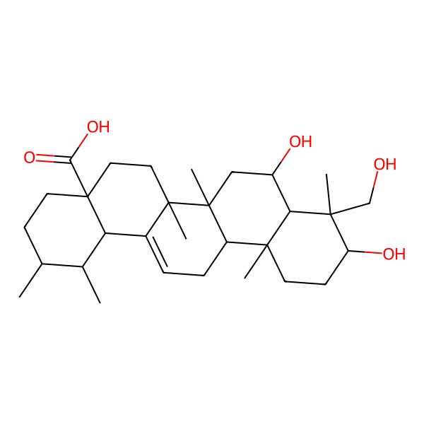 2D Structure of 8,10-dihydroxy-9-(hydroxymethyl)-1,2,6a,6b,9,12a-hexamethyl-2,3,4,5,6,6a,7,8,8a,10,11,12,13,14b-tetradecahydro-1H-picene-4a-carboxylic acid