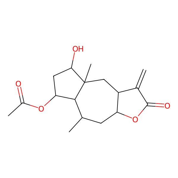 2D Structure of [(3aS,5R,5aS,6S,8S,8aS,9aR)-8-hydroxy-5,8a-dimethyl-1-methylidene-2-oxo-4,5,5a,6,7,8,9,9a-octahydro-3aH-azuleno[6,5-b]furan-6-yl] acetate